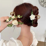 Persimmon Tassel Hair Clip Retro Flower Rattan Hairpin