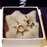 Spiked C-Shaped Woman Stud Earrings Zircon Jewelry