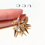 Spiked C-Shaped Woman Stud Earrings Zircon Jewelry