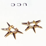 Spiked C-Shaped Woman Stud Earrings Zircon Jewelry