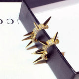 Spiked C-Shaped Woman Stud Earrings Zircon Jewelry