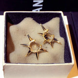 Spiked C-Shaped Woman Stud Earrings Zircon Jewelry