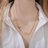 Personalized Butterfly Name Necklace for Women