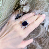 Dark CZ Crystal Wedding Bands Ring Vintage Cocktail Jewelry