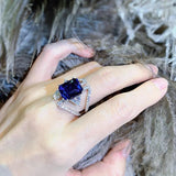 Dark CZ Crystal Wedding Bands Ring Vintage Cocktail Jewelry