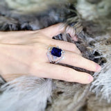 Dark CZ Crystal Wedding Bands Ring Vintage Cocktail Jewelry