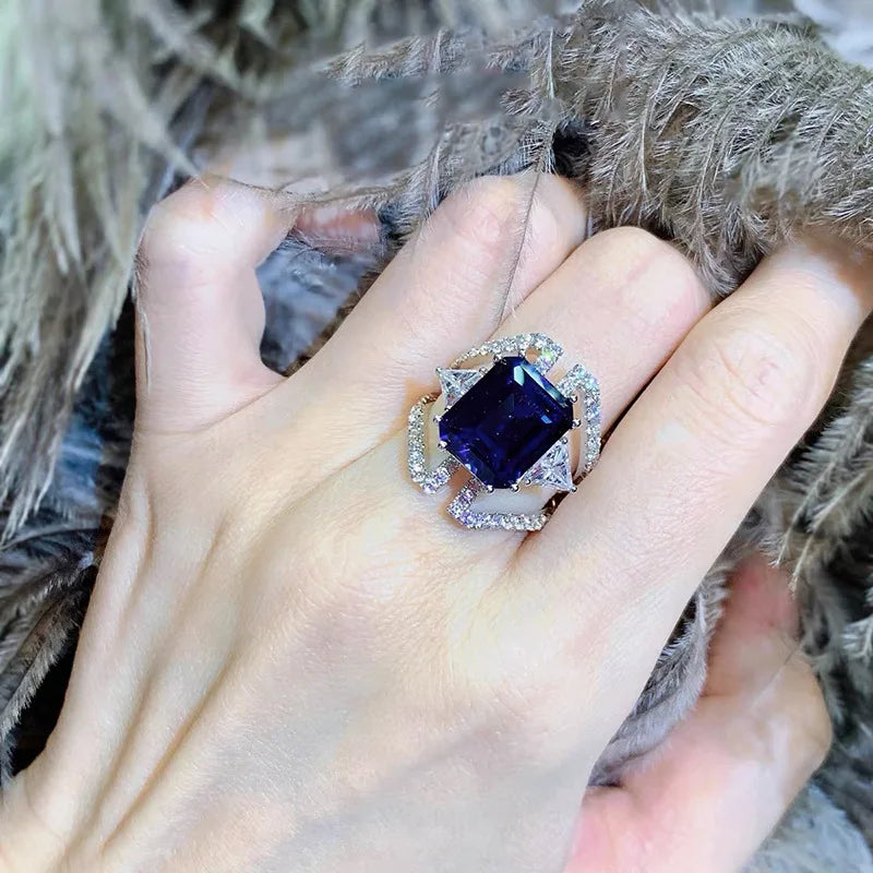 Dark CZ Crystal Wedding Bands Ring Vintage Cocktail Jewelry