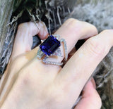 Dark CZ Crystal Wedding Bands Ring Vintage Cocktail Jewelry