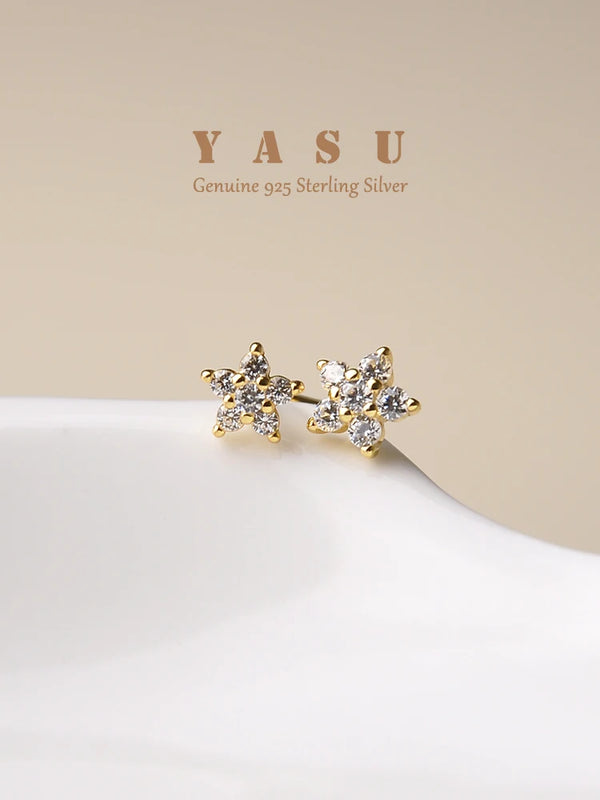 925 Silver Flower Stud Earrings for Women Spain Anniversary Jewelry