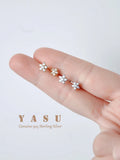 925 Silver Flower Stud Earrings for Women Spain Anniversary Jewelry