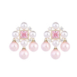 Baroque Pearl CZ Dangle Earrings 925 Silver