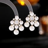 Baroque Pearl CZ Dangle Earrings 925 Silver