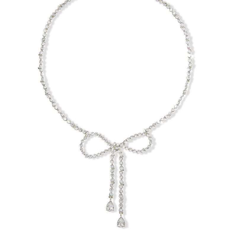 Crystal Butterfly Choker Necklace with Tassel