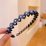 Rhinestone Wave Thin Edge Headband Women Anti-slip Hairpin Clip Headwear