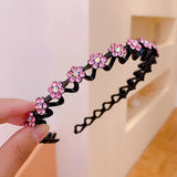 Rhinestone Wave Thin Edge Headband Women Anti-slip Hairpin Clip Headwear