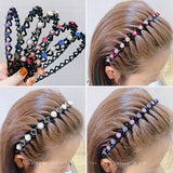 Rhinestone Wave Thin Edge Headband Women Anti-slip Hairpin Clip Headwear