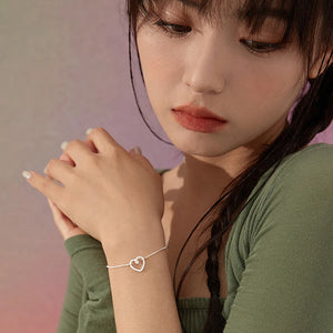 925 Silver Heart Bracelet Women Love Charm Jewelry