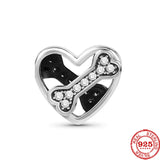 S925 Silver Charms Beads Camera Bone Claw Print Spirit Fit Bracelet