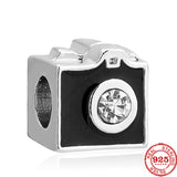 S925 Silver Charms Beads Camera Bone Claw Print Spirit Fit Bracelet