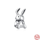 S925 Silver Charms Beads Rabbit Cat Paw Tree Lips Bracelet Diy Women Jewelry