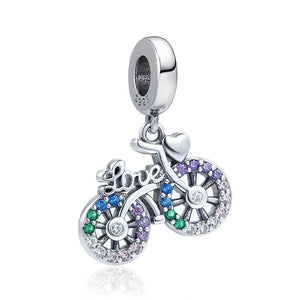 Silver 925 Charm Earphone Bike Bag Bead Pendant for Bracelets DIY