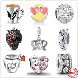 925 Silver Honey Jar Girl Cup Charm Bead Pendant for Bracelet DIY