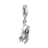 Silver 925 Lung Football Skeleton Bead Pendant Fit Bracelets DIY Fine Sterling