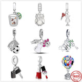 Silver 925 Owl Hot Air Balloon Charm Bead Pandent