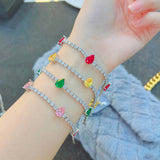 Silver Charm Tennis Bracelet with Zirconia Stone