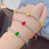 Silver Charm Tennis Bracelet with Zirconia Stone