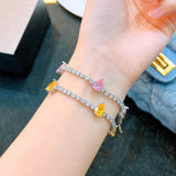 Silver Charm Tennis Bracelet with Zirconia Stone