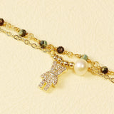 Turquoise Chain Personalized Bear Zircon Bracelet for Women