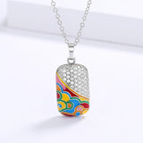 Irregular Enamel Zircon Pendant Necklace