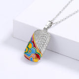 Irregular Enamel Zircon Pendant Necklace