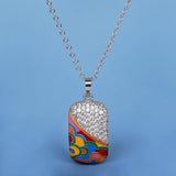 Irregular Enamel Zircon Pendant Necklace