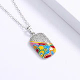 Irregular Enamel Zircon Pendant Necklace