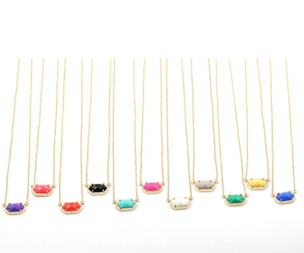 Summer Colored Resin Oval Necklace Pendants