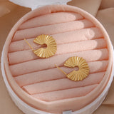 Sunflower Texture Grain Circle Stud Earrings Plated Waterproof Tarnish Jewelry