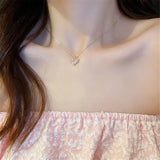 Pink Love Zircon Clavicle Necklace Women Jewelry Gift