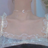 Delicate Star Moon Necklace Wedding Jewelry Party Gift