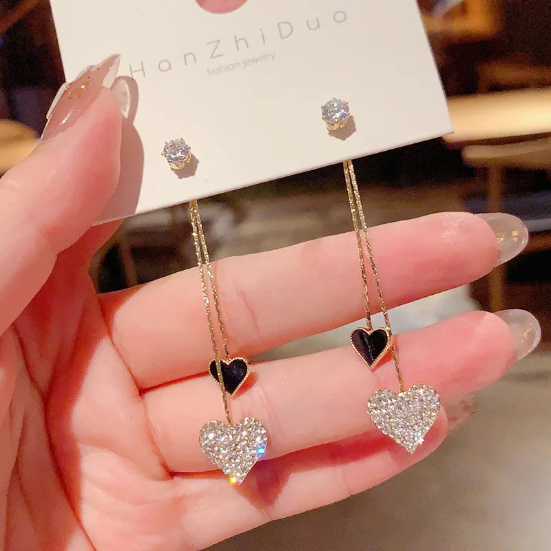 Unique Personality Tassel Peach Heart Earrings Party Jewelry Gift