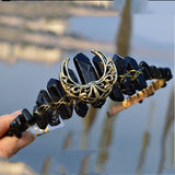 Bridal Crystal Moon Crown Tiara Hair Jewelry Headband
