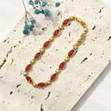Geometric Ruby Zircon Chain Bracelet Sexy Red Zircon Party Jewelry
