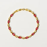 Geometric Ruby Zircon Chain Bracelet Sexy Red Zircon Party Jewelry