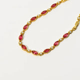 Geometric Ruby Zircon Chain Bracelet Sexy Red Zircon Party Jewelry