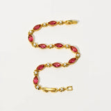 Geometric Ruby Zircon Chain Bracelet Sexy Red Zircon Party Jewelry
