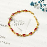 Geometric Ruby Zircon Chain Bracelet Sexy Red Zircon Party Jewelry