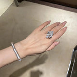 Zircon Wedding Bands Ring Delicate Vintage Flower Dainty Accessorie