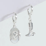 Women Silver Western Cowgirl Earring Cowboy Accessories Metal Drop Earring