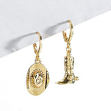 Women Silver Western Cowgirl Earring Cowboy Accessories Metal Drop Earring